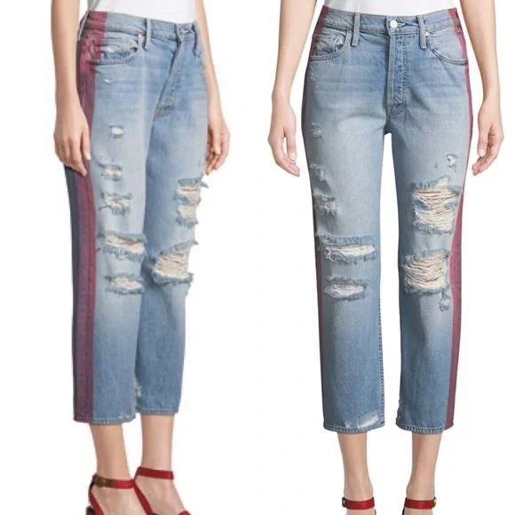 MOTHER JeansMother The Trasher Distressed Baggy Fit Streetwear Ankle Crop